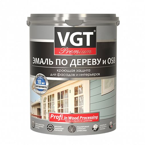 Эмаль по дереву и OSB VGT Premium, 2,5 кг, графитовая фото