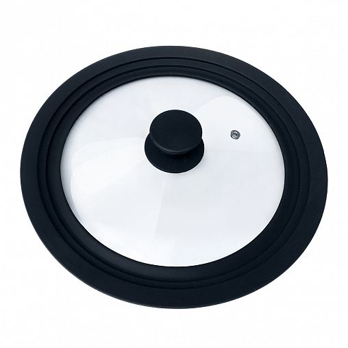 Крышка стеклянная Mallony Cappello, универсальная, силиконовый ободок, паровыпуск, 24/26/28 см фото