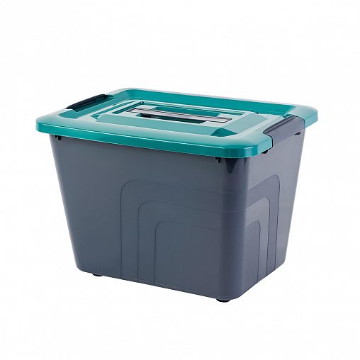 Ящик для хранения Plast Team Bergen Fjord, с лотком и ручкой, 18 л, вулканический базальт фото