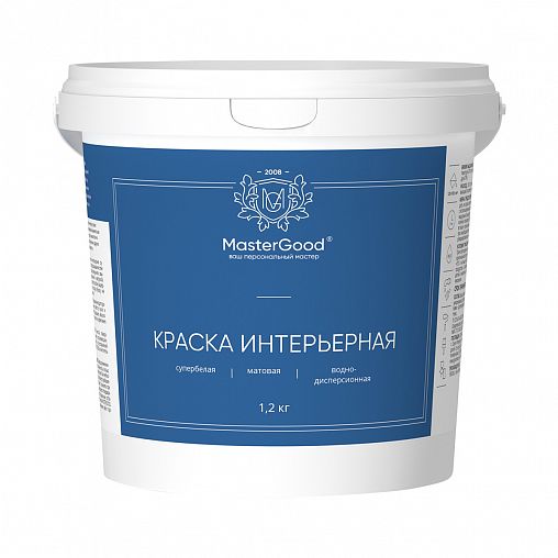 Краска интерьерная MasterGood, акриловая, матовая, 1,2 кг, белая фото