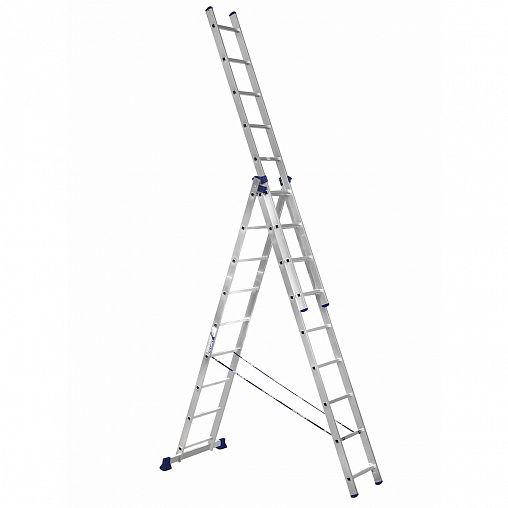 Лестница-стремянка трехсекционная Alumet H3 5309, алюминиевая, 3 x 9 ступеней, 2,53 - 5,62 м фото