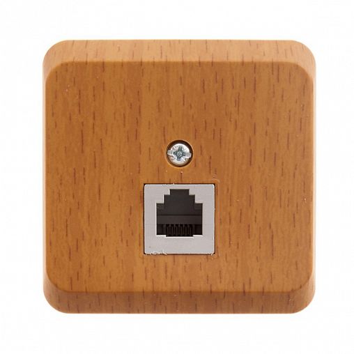 Розетка телефонная RJ11 Systeme (Schneider) Electric Этюд, накладная, бук фото