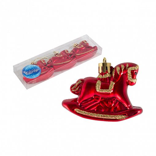 Набор елочных украшений Волшебная страна Лошадки, 8 см, 3 шт фото