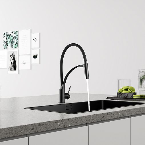 Смеситель для кухни Lemark Soul LM6007BL, однорычажный, черный фото