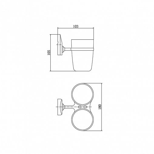 Стакан для зубных щеток Fashun A1608, с настенным держателем, 2 шт фото