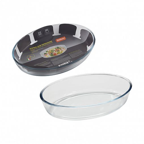 Форма для запекания Mallony Cristallino, стеклянная, овальная, 4 л фото