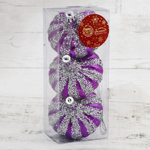 Украшение декоративное новогоднее Зимнее волшебство Волшебные луковки, 7 x 7 см, 3 шт фото