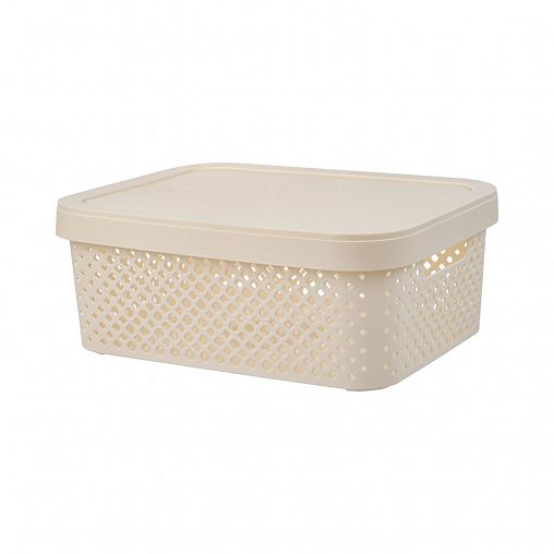 Корзина Plast Team Stockholm, с крышкой, 36 x 27,5 x 13,9 см, молочный туман фото