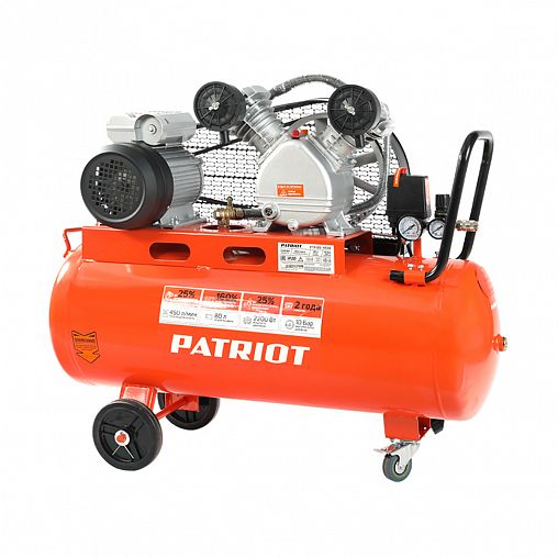 Компрессор поршневой ременной Patriot PTR 80-450A, 2200 Вт фото