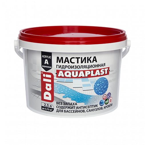 Мастика гидроизоляционная Dali Aquaplast, универсальная, акриловая, 2,5 л фото