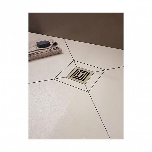 Трап для душа Berges Zentrum Uno, 100 x 100 мм, S-сифон боковой, нержавеющая сталь, матовый хром фото