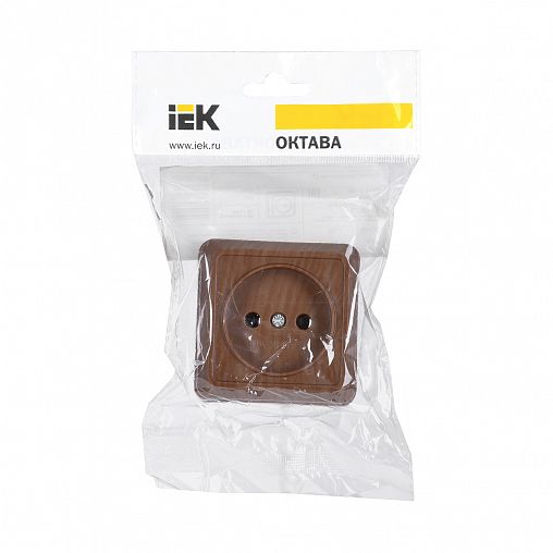 Розетка накладная IEK Октава, без заземления, 10 А, 250 В, IP20, дуб фото