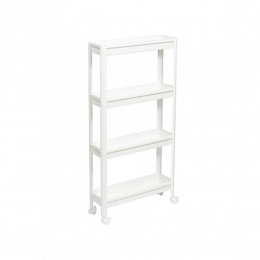Этажерка на колесах Violet Vikea, 4 полки, 530 x 175 x 1325 мм, пластик, белая фото