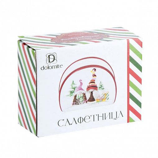 Салфетница Dolomite Рождественские гномы, керамическая, 10 x 4 см фото