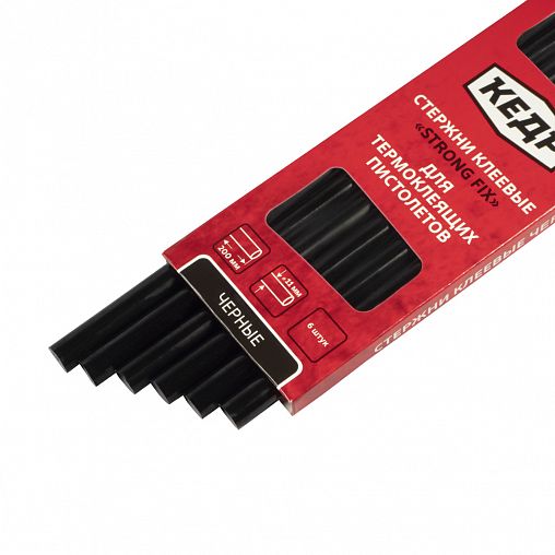 Клеевые стержни для термопистолета Кедр, 11,2 x 200 мм, черные, 6 шт фото