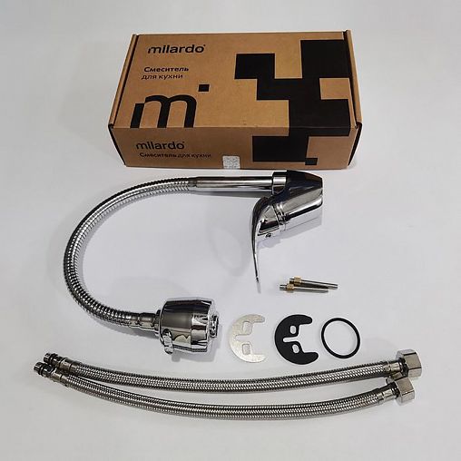 Смеситель для кухни Milardo Meal, с гибким изливом, глянцевый хром фото