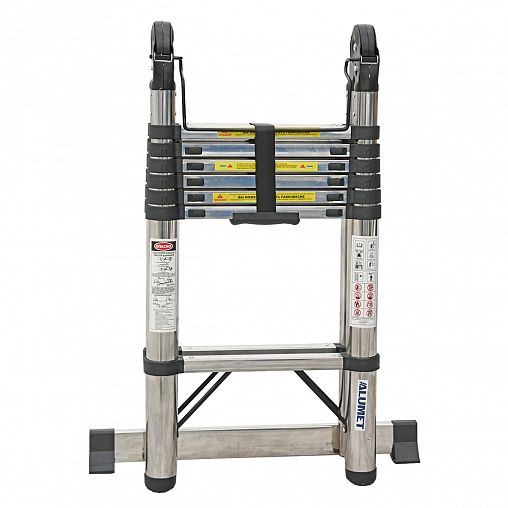 Лестница телескопическая двухсекционная Alumet STD 2.2, стальная, 2 x 7 ступеней, 4,4 м фото
