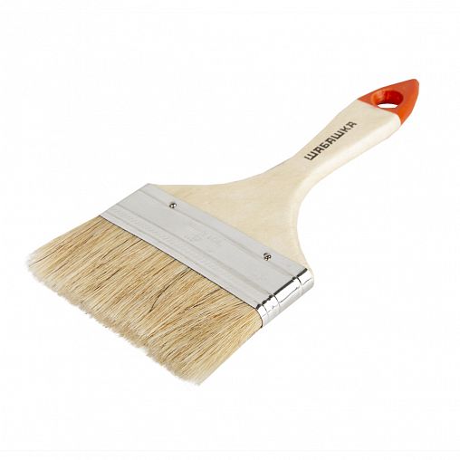 Кисть плоская Шабашка №4, натуральная щетина, деревянная ручка, 100 мм фото