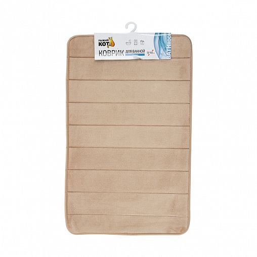 Коврик для ванной Рыжий кот Cozy, 50 x 80 см, бежевый фото