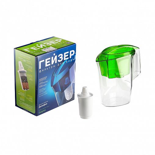 Фильтр-кувшин Гейзер Дельфин, 3 л, зеленый фото