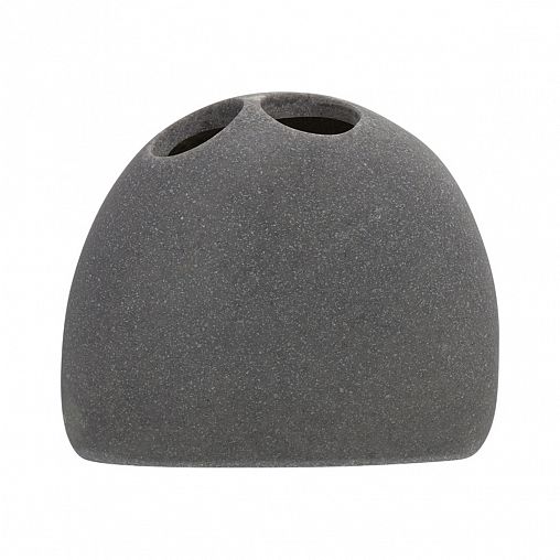 Стакан для зубных щеток Рыжий кот Гранит, с разделителями, серый фото