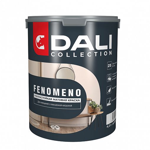 Краска для стен и потолков Dali Collection Fenomeno, матовая, база C, бесцветная, 4,2 л фото