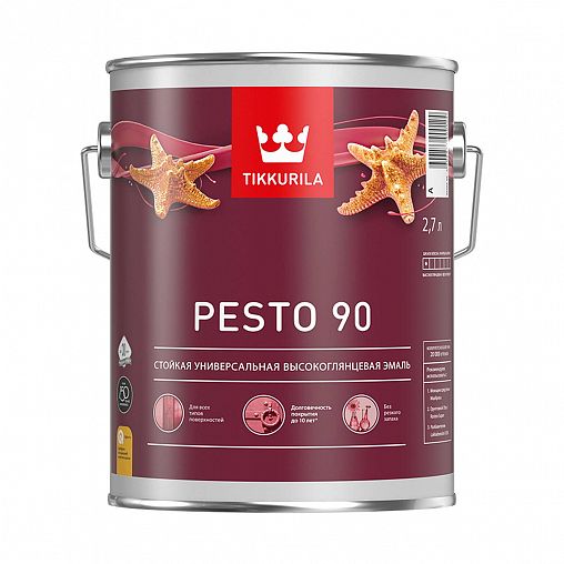 Эмаль высокоглянцевая Euro Pesto 90 (Песто 90) TIKKURILA 2,7 л белая (база А) фото
