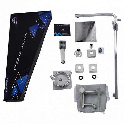 Душевая система с тропическим душем Fashun A52422, со смесителем, сатин фото