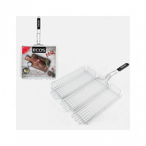 Решетка-гриль Ecos RD-103-1C, с деревянной ручкой, 40 x 35 x 5 см фото