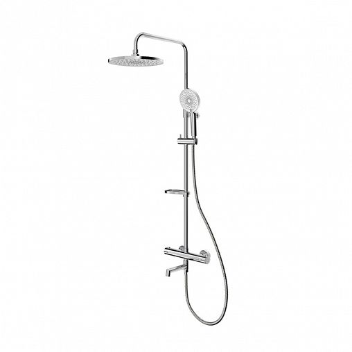 Душевая система с тропическим душем Milardo Ideal Spa ILSSBTHM06, с термостатом, хром фото