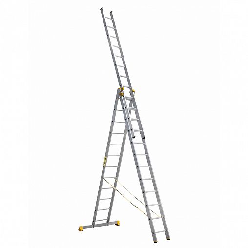 Лестница-стремянка трехсекционная Alumet P3 9312, алюминиевая, 3 x 12 ступеней, 3,52 - 8,57 м фото