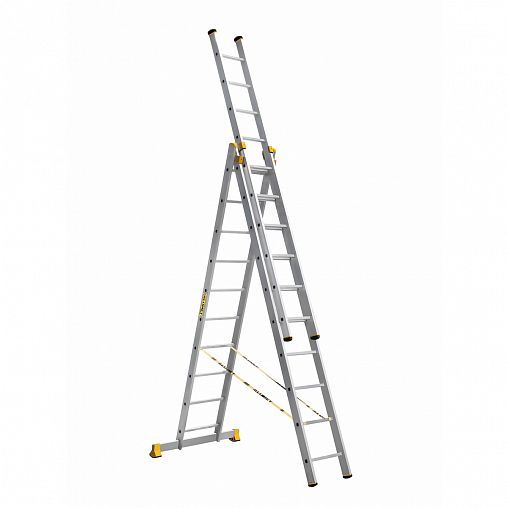 Лестница-стремянка трехсекционная Alumet P3 9310, алюминиевая, 3 x 10 ступеней, 2,96 - 6,89 м фото