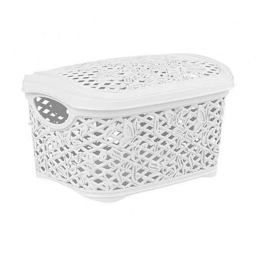 Корзина Keeplex Fiori, с крышкой, 24,2 x 18 x 14 см, белое облако фото