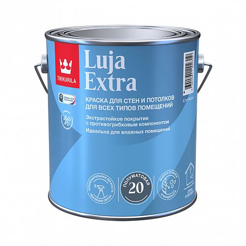 Краска для стен и потолков Tikkurila Luja Extra (Луя Экстра), полуматовая, база А, белая, 2,7 л фото