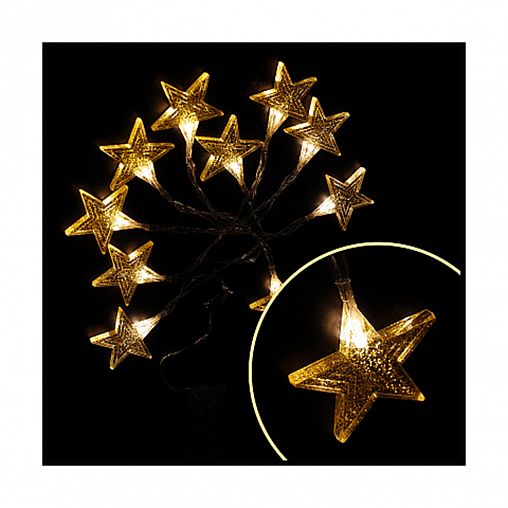 Электрогирлянда Волшебная страна Звезды, 10 LED ламп, 1,75 м, теплый свет фото