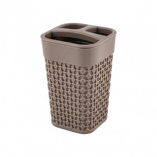 Стакан для зубных щеток Plast Team Oslo, с разделителями, шоколадный мокко фото