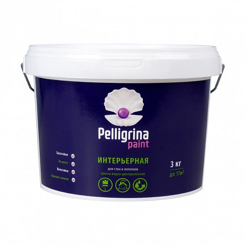 Краска интерьерная для стен и потолков Pelligrina Paint, акриловая, белоснежная, 3 кг фото