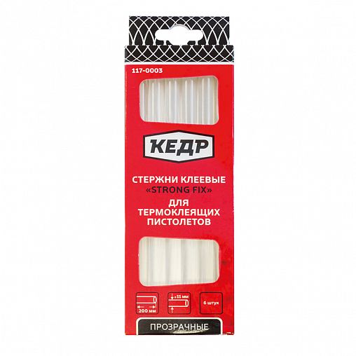 Клеевые стержни для термопистолета Кедр, 11,2 x 200 мм, прозрачные, 6 шт фото