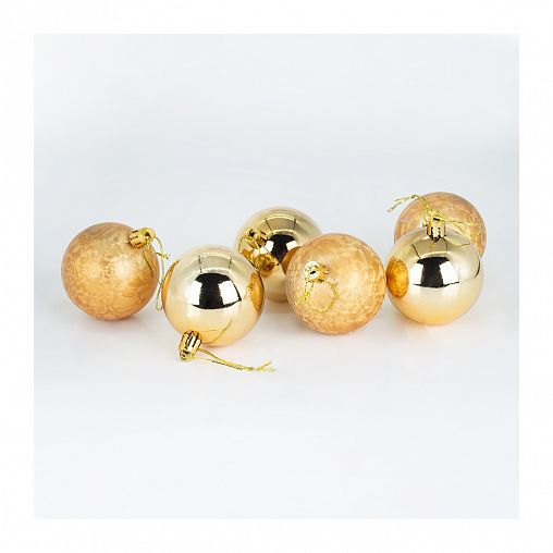 Набор елочных шаров SYQA- 0123217, d 6 см, 6 шт, золото фото