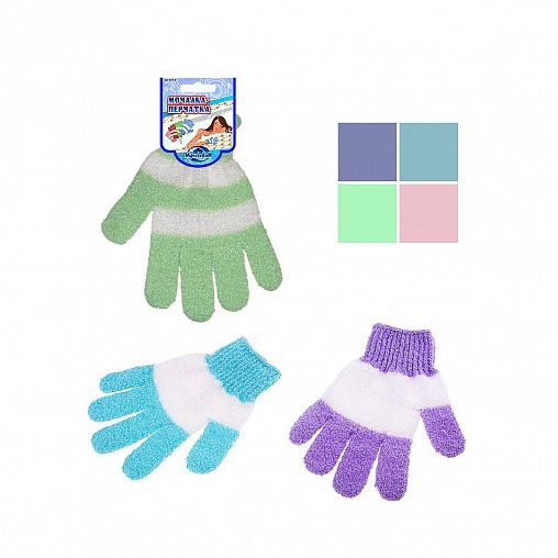 Мочалка-перчатка Мультидом Полосатик, микс фото