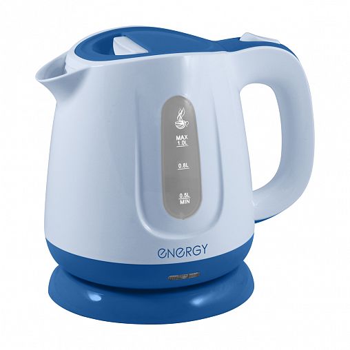 Чайник электрический Energy E-234, 1 л, пластик, бело-синий фото