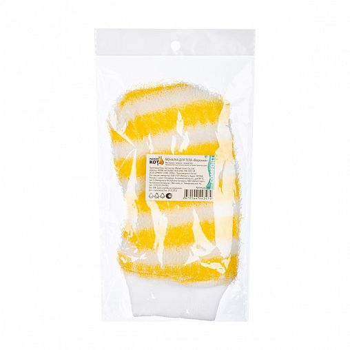 Мочалка Рыжий кот Варежка, 19 x 11 см, нейлон фото