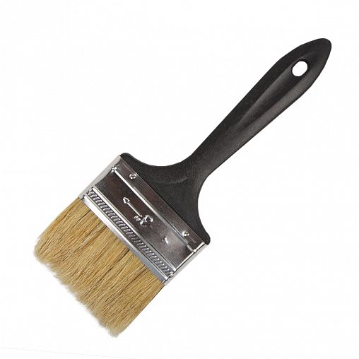 Кисть плоская Krafor №3, натуральная щетина, пластиковая ручка, 75 мм фото