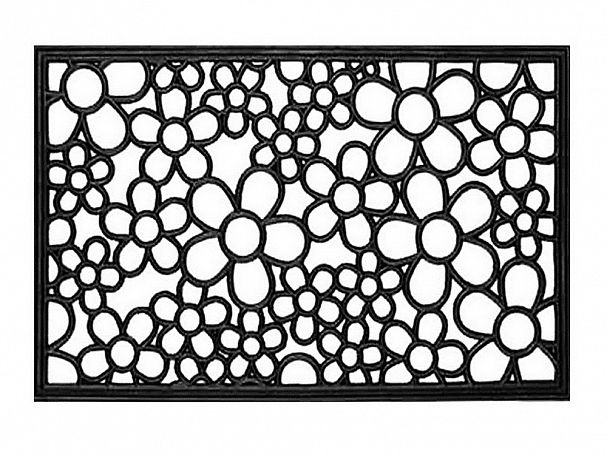 Коврик придверный SunStep Цветы, ажурный, 40 x 60 см, черный фото