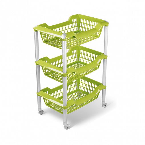 Этажерка на колесах Martika Джета, 3 корзины, 440 x 304 x 665 мм, оливковая фото