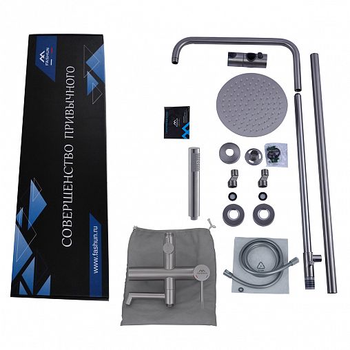 Душевая система с тропическим душем Fashun A52433, со смесителем, сатин фото