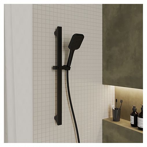 Лейка для душа Milardo Ideal Spa, 1 режим, черная матовая фото