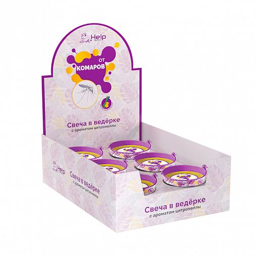 Свеча уличная от комаров Help, c ароматом цитронеллы, в ведерке, 500 мл фото