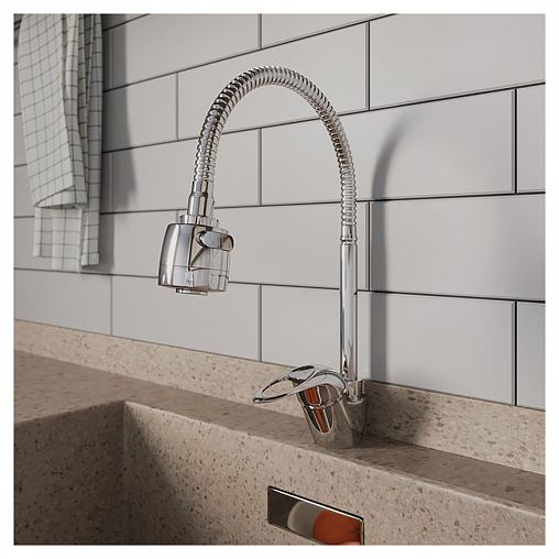 Смеситель для кухни Milardo Meal, с гибким изливом, глянцевый хром фото