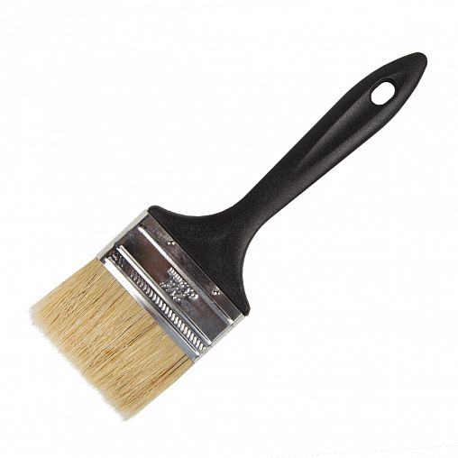 Кисть плоская Krafor №2,5, натуральная щетина, пластиковая ручка, 63 мм фото